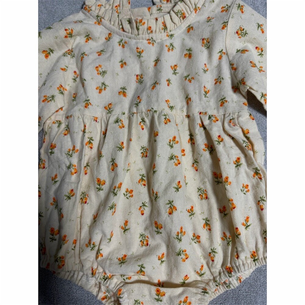 Unbranded Baby Girl Floral Long Sleeve Bubble Romper Ruffle Collar - Picture 3 of 3